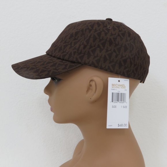 Michael Kors Brown Monogram MK Logo Strap Back Baseball Cap Hat Adjustable NWT s-l400.jpg main image 2